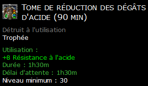 Tome de réduction des dégâts d'acide (90 min)