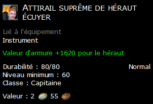 Attirail suprême de héraut écuyer