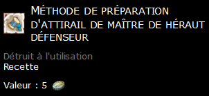 Méthode de préparation d'attirail de maître de héraut défenseur