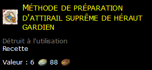 Méthode de préparation d'attirail suprême de héraut gardien