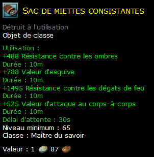 Sac de miettes consistantes