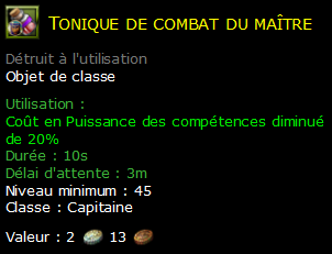 Tonique de combat du maître