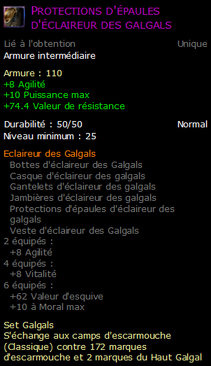 Protections d'épaules d'éclaireur des galgals