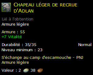 Chapeau léger de recrue d'Adlan