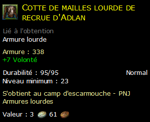 Cotte de mailles lourde de recrue d'Adlan