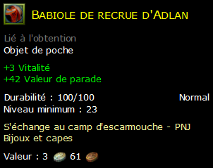 Babiole de recrue d'Adlan