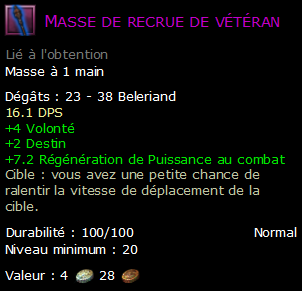 Masse de recrue de vétéran