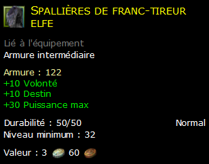 Spallières de franc-tireur elfe