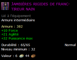 Jambières rigides de franc-tireur nain