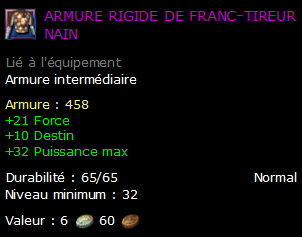 armure rigide de franc-tireur nain