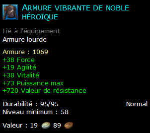 Armure vibrante de noble héroïque