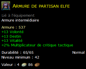 Armure de partisan elfe