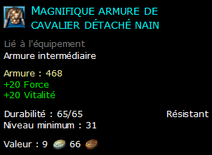 Magnifique armure de cavalier détaché nain