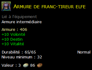 Armure de franc-tireur elfe