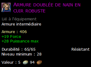 Armure doublée de nain en cuir robuste