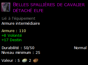 Belles spallières de cavalier détaché elfe