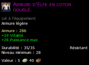 Armure d'Elfe en coton doublé