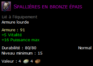 Spallières en bronze épais