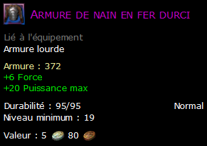 Armure de nain en fer durci