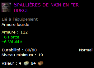 Spallières de nain en fer durci