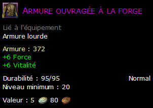 Armure ouvragée à la forge