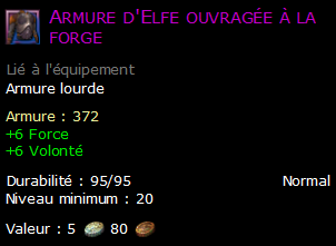 Armure d'Elfe ouvragée à la forge