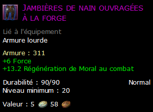 Jambières de nain ouvragées à la forge