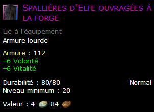 Spallières d'Elfe ouvragées à la forge