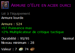 Armure d'Elfe en acier durci