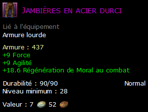 Jambières en acier durci