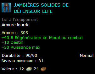 Jambières solides de défenseur elfe