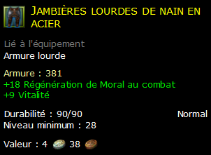 Jambières lourdes de nain en acier