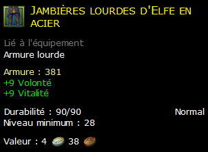 Jambières lourdes d'Elfe en acier