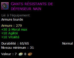 Gants résistants de défenseur nain