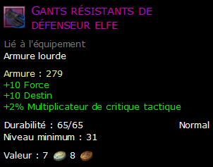 Gants résistants de défenseur elfe