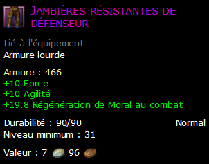 Jambières résistantes de défenseur