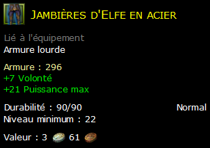 Jambières d'Elfe en acier