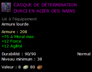 Casque de détermination durci en acier des nains