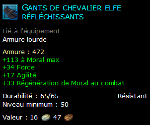 Gants de chevalier elfe réfléchissants