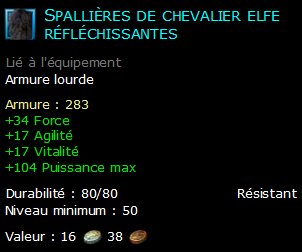 Spallières de chevalier elfe réfléchissantes