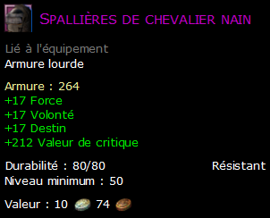 Spallières de chevalier nain