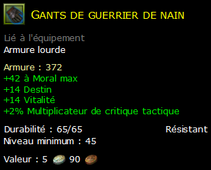 Gants de guerrier de nain