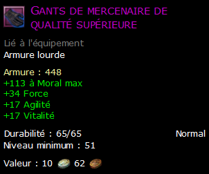 Gants de mercenaire de qualité supérieure