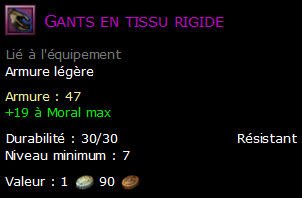 Gants en tissu rigide