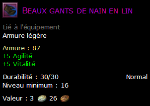 Beaux gants de nain en lin