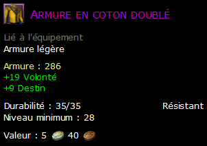 Armure en coton doublé