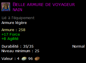 Belle armure de voyageur nain