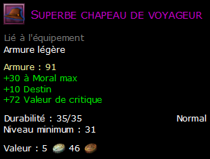 Superbe chapeau de voyageur