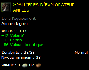 Spallières d'explorateur amples