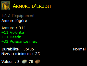 Armure d'érudit